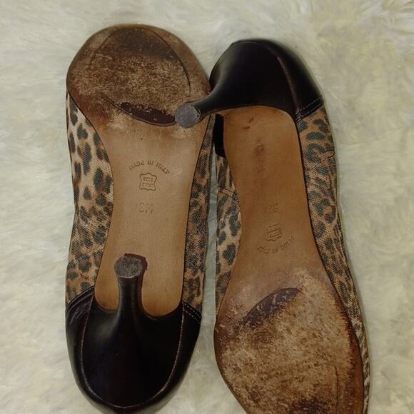 Donald J. Pliner Couture Zorba Heels Stiletto Peep Toe Leopard 8M - Picture 5 of 11